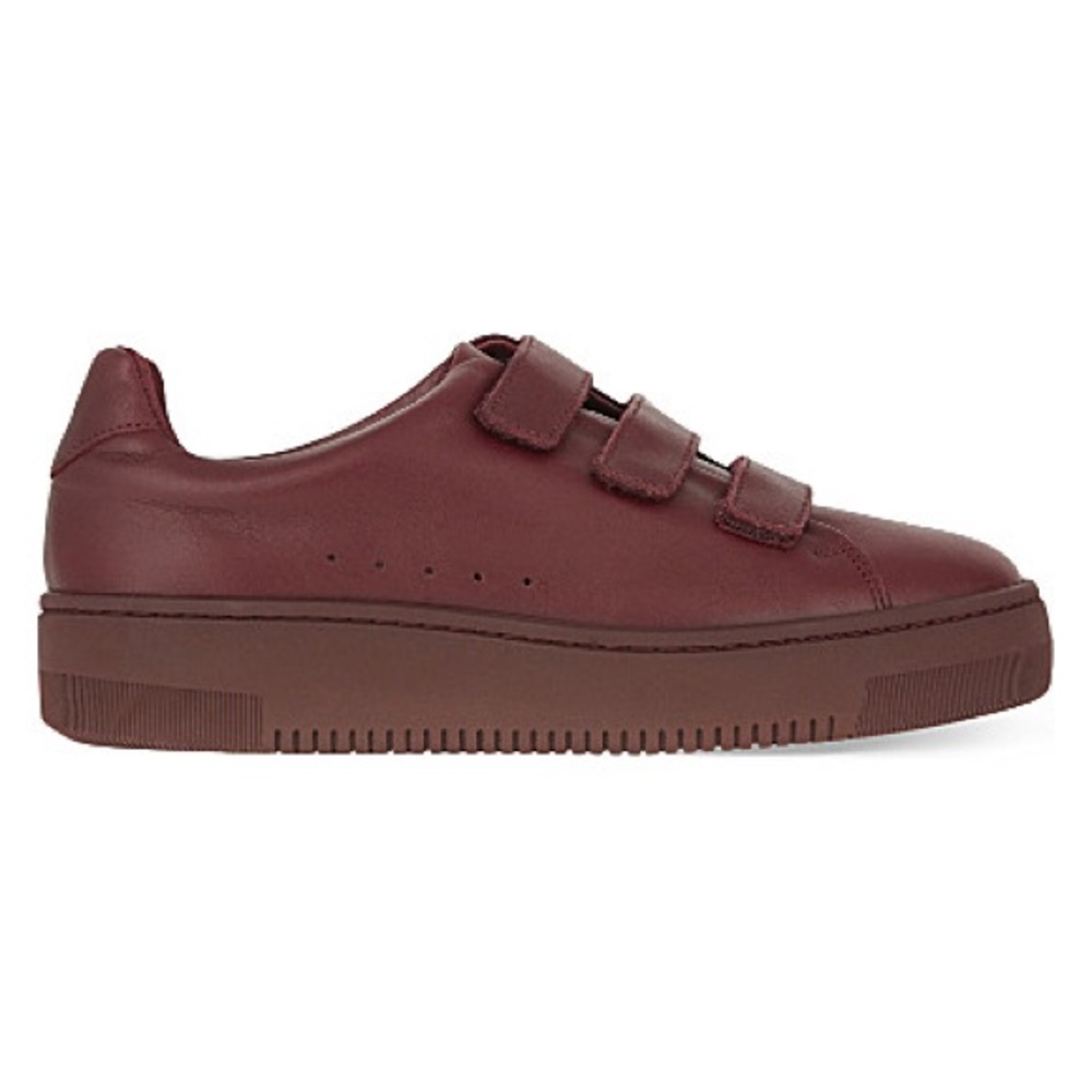 Sandro Accept Leather Trainers In Bordeaux